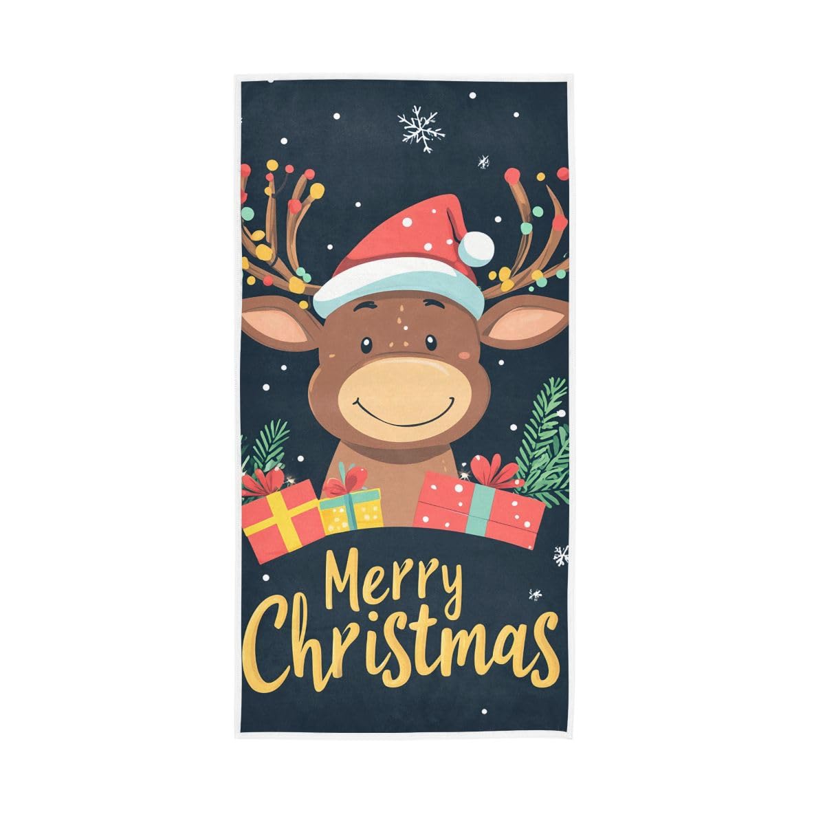 LSRCPD Merry Christmas Cute Moose Blue Hand Towels, Spa Towels for Hand, Face, Hair, Yoga, Kitchen, Bath 15 x 30 Inches