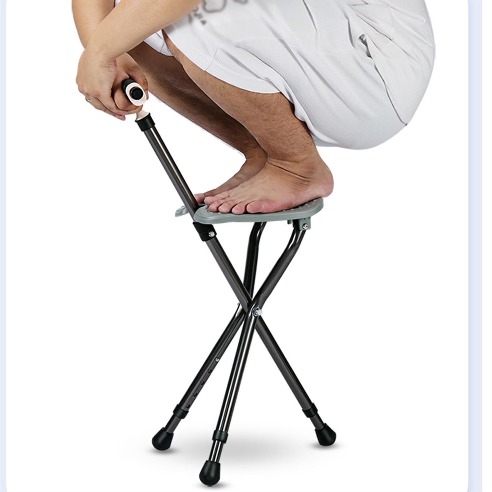 Taburete de bastón Plegable para Mujeres y Hombres, bastón para Caminar, aleación de Aluminio, portátil, liviano, Adecuado para Personas Mayores, bastón para discapacitados