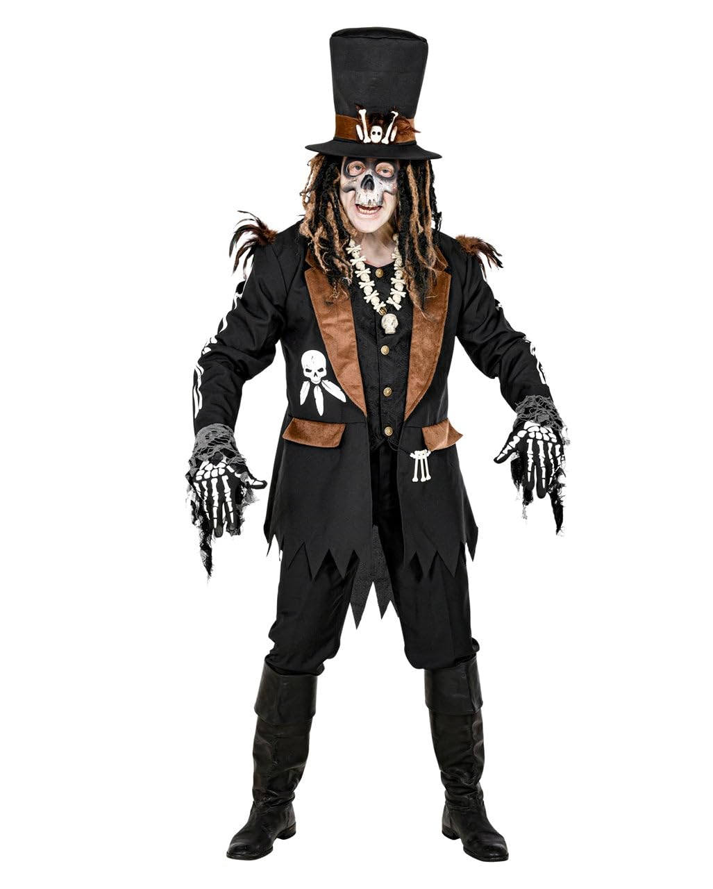 Horror-Shop Voodoo Priester Halloween Kostüm Mantel & Hut für Männer XL