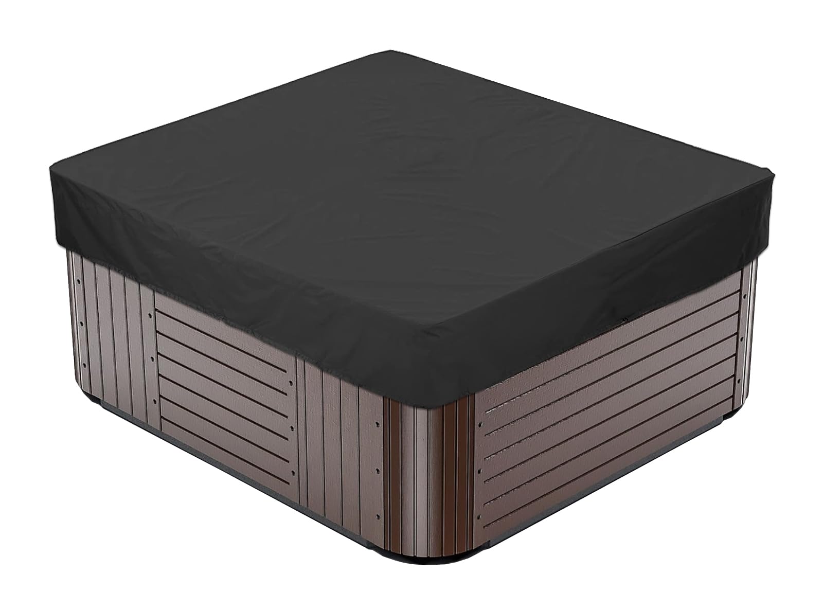 BaCover Square Hot Tub Cover, 210D Polyester Spa Cover Waterproof Dustproof UV Protection Outdoor Spa Covers for Hot Tub,Black,210x210x30cm