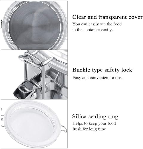 Miniatura 8 de Recipiente de almacenamiento de alimentos, recipiente de café sellado hermético de acero inoxidable con tapa con bisagras para azúcar, caramelo, té,