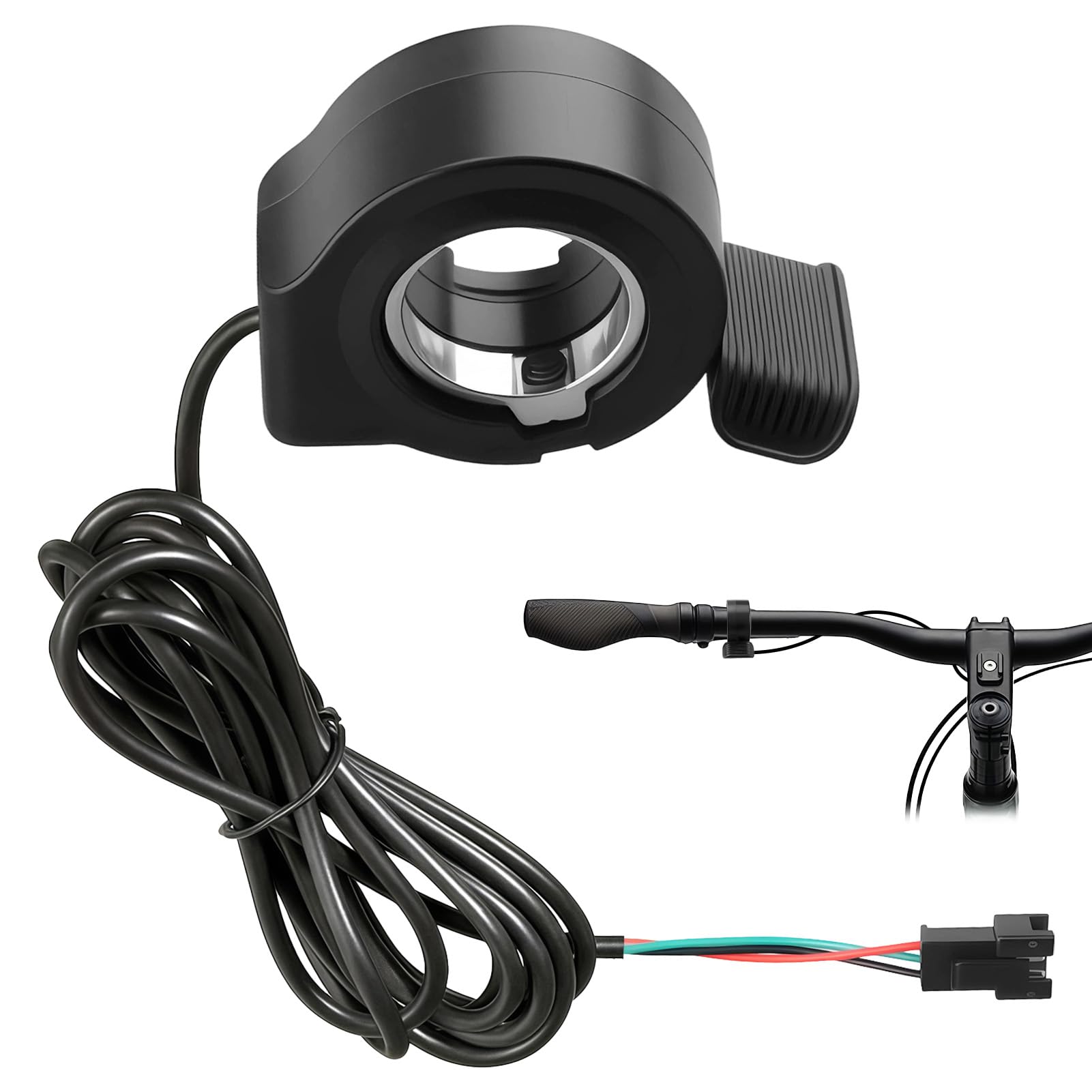 Universal Ebike Throttle for Electric Bike Scooter – Waterproof Thumb Accelerator Speed Control for 22mm Handlebar – 3 Pin Replacement Part for 24V-72V E-Bike Conversion Kit (Black) - 1