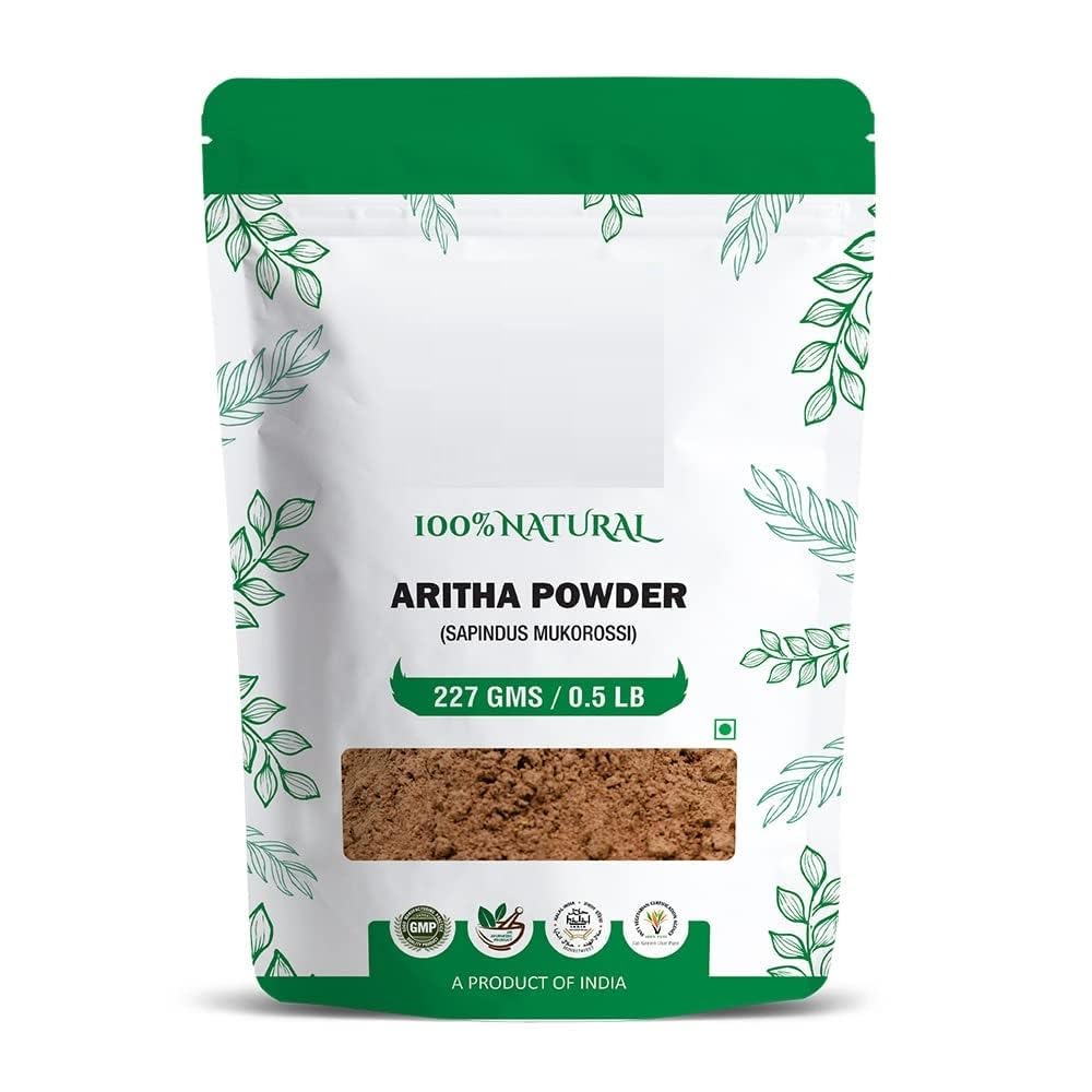 RJ Ingredients Expert Natural Aritha Reetha Ritha Soapnuts Powder 227gram for Silky and Smooth Hairs