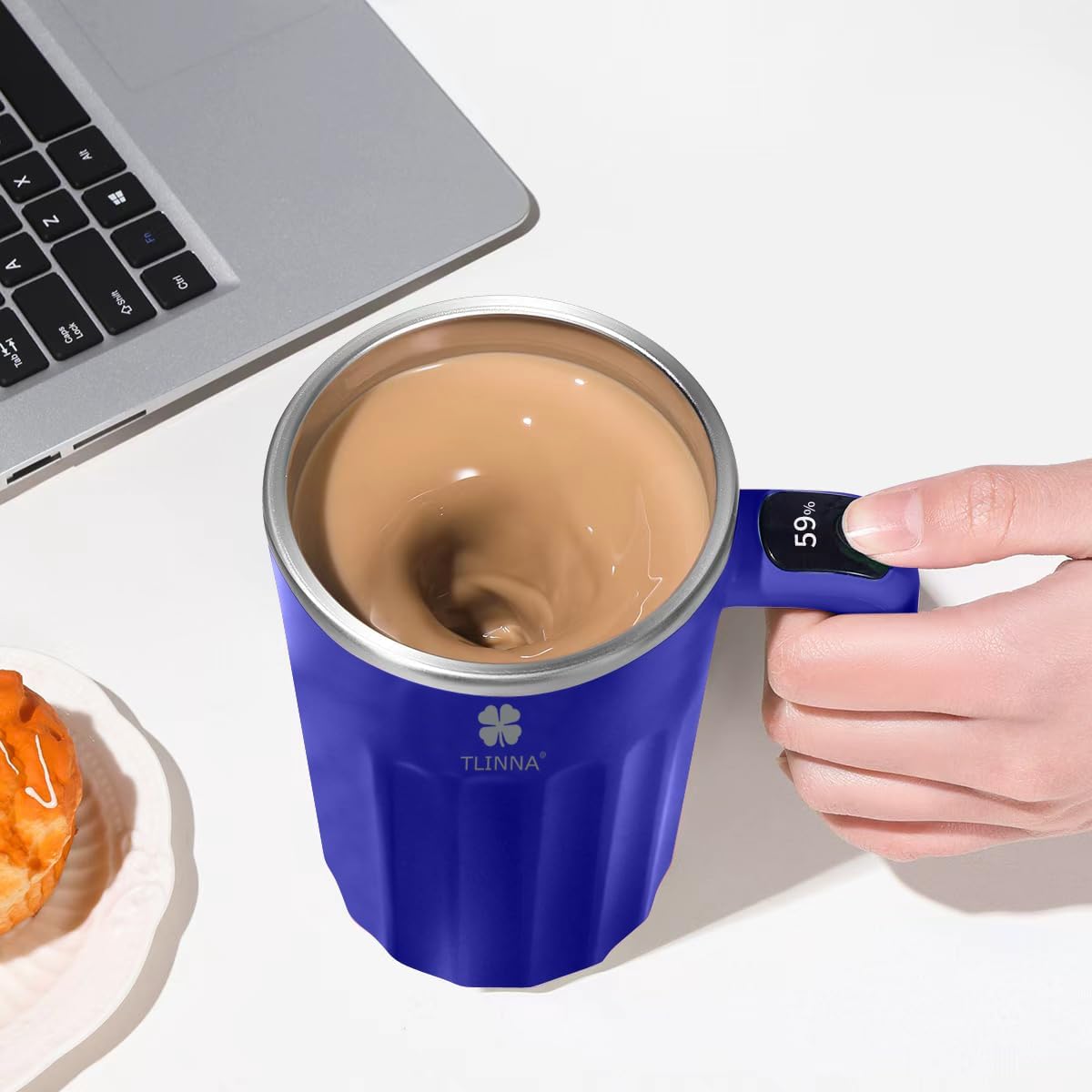 Self Stirring Mug,Self Stirring Coffee Mug,Suitable for Coffee, Milk, Cocoa and Other Beverages,Insulated bottle (Blue, 12 Ounces)