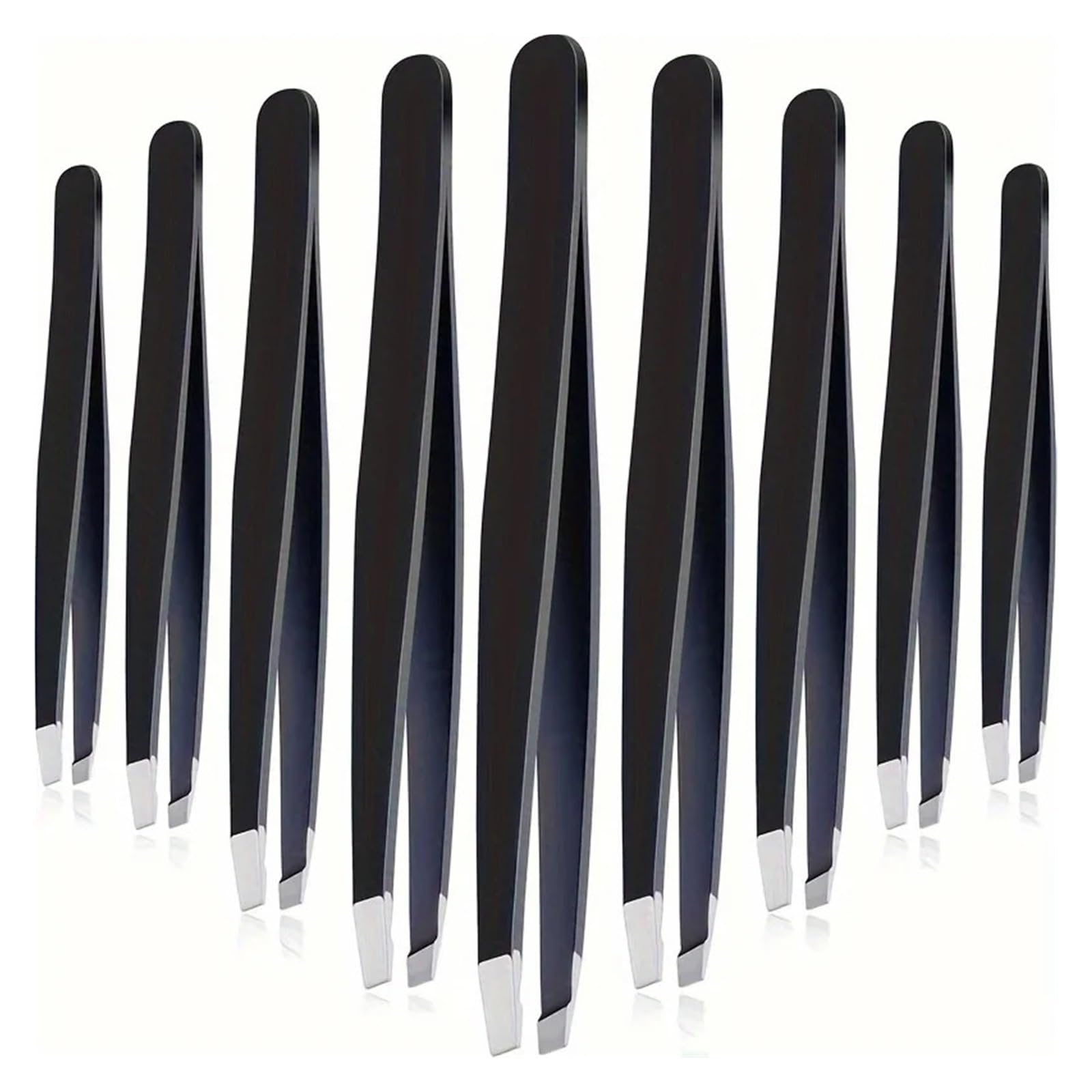 Tweezers Eyebrows 12Pcs Hair Removal Tweezers Stainless Steel Eyebrow Slanted Black Tip Point Face Harmless Makeup Beauty Tool