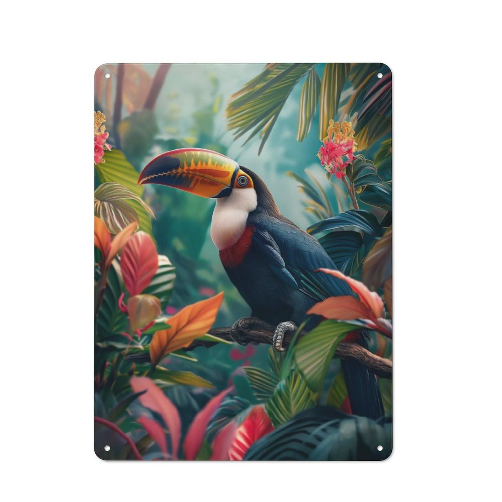 Junmoney Toucans Perch Vintage Metal Plaque 40X30cm For Man Cave Or Games Room, For An Autumn Update To Man Cave And Games Room