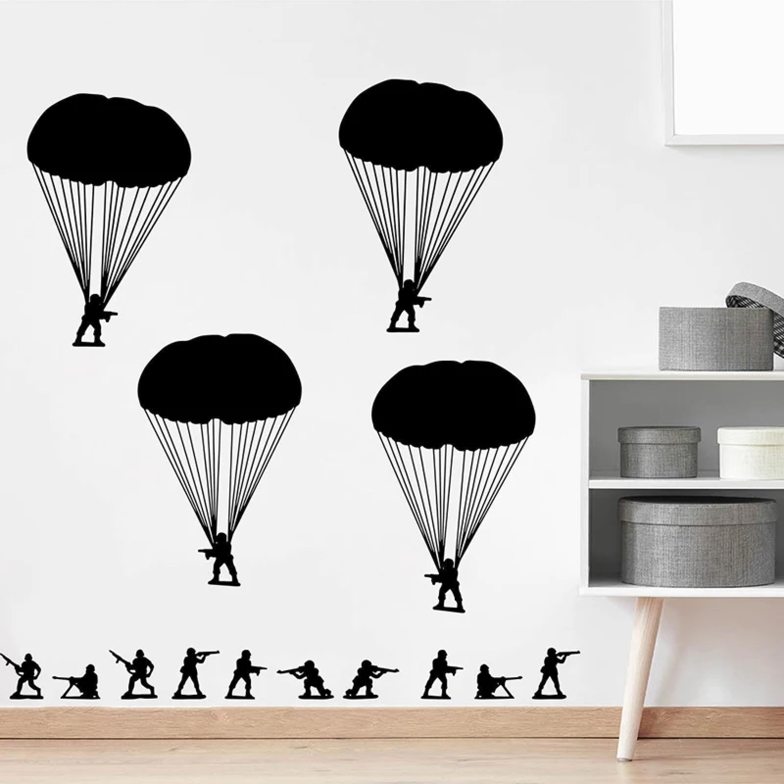 YOUOUSI War Weapons Military Army wall Stickers Soldiers Paratrooper wall Stickers Baby Nursery Children's Room playroom Vinyl Decorations