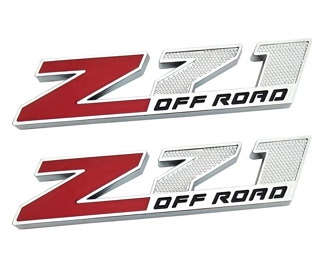 2Pcs Z71 OFF ROAD Emblems, 3D Badge Replacement for GMC Chevy Silverado Sierra Suburban Colorado 2014-2018 (Chrome red)