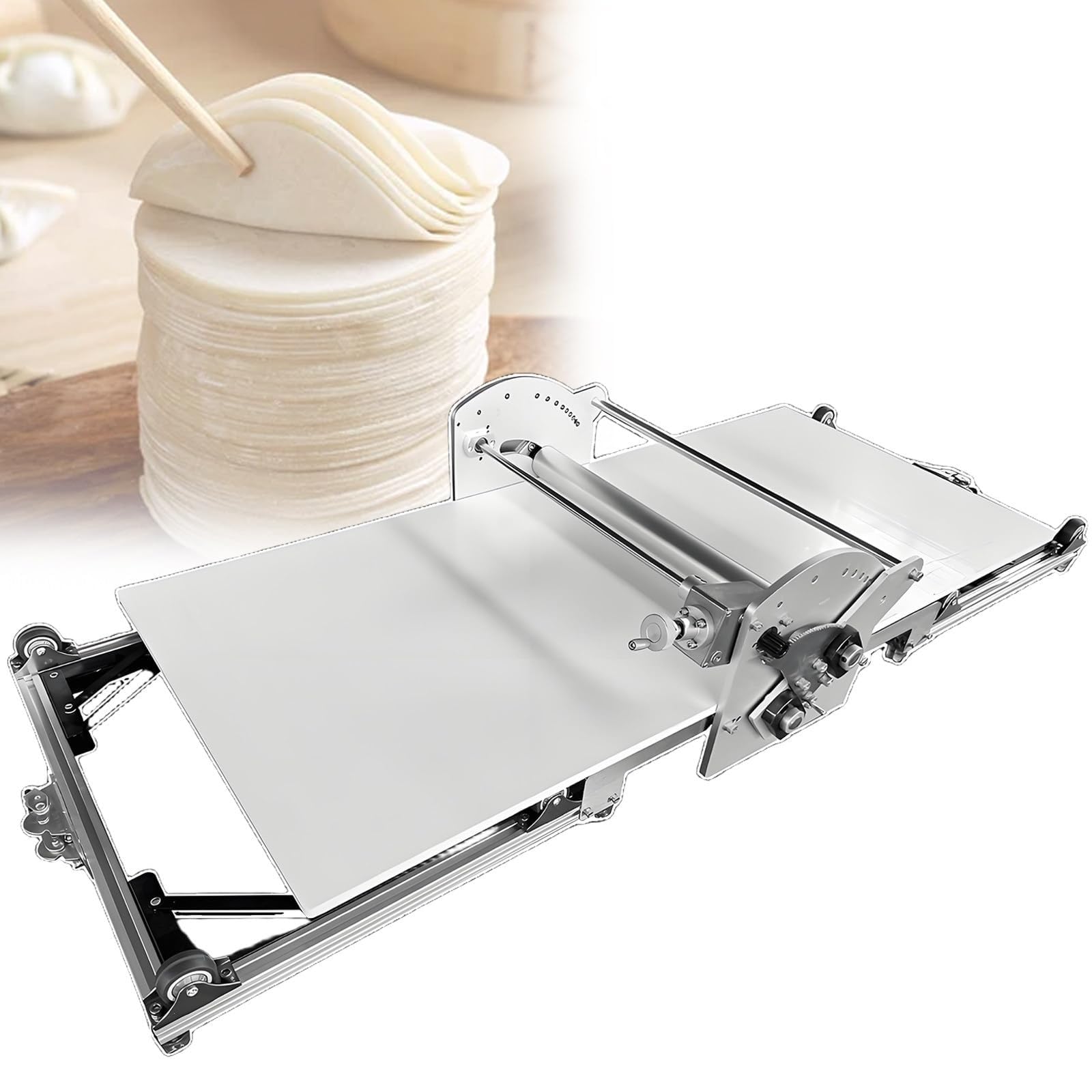 Sfogliatrice Elettrico Pieghevole Sfogliatrice Professionale Elettrico Impasto, Rullo Per Impasti Da Banco In Acciaio Inox, Uso Commerciale E Domestico, Design Compatto Per Panetteria,Pizza,Croissant