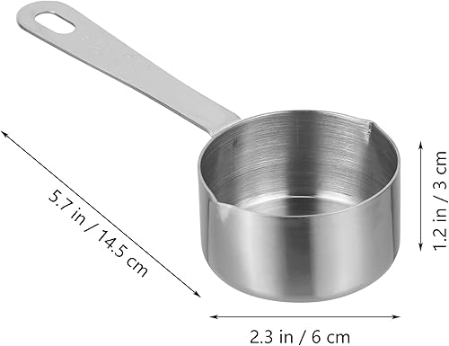 Miniatura 3 de Hemoton Mini sartén, calentador de mantequilla de acero inoxidable con boquilla de vertido, mini olla calentadora de leche, olla de fusión de