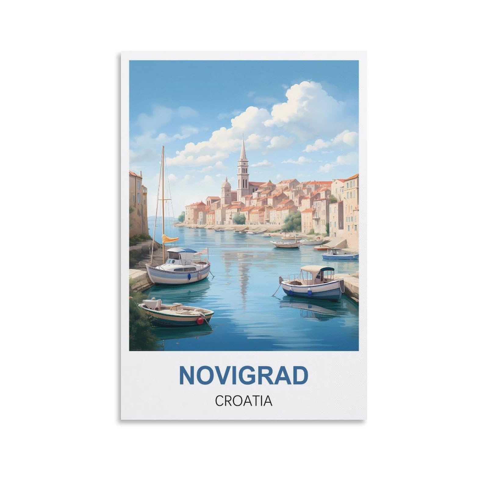 EZMLFA Diamond Art Kits Adults,Novigrad Croatia,5D DIY Diamond Art Kits for Beginners Round Full Drill Diamond Painting for Home Wall Decoration Gift 40x40cm