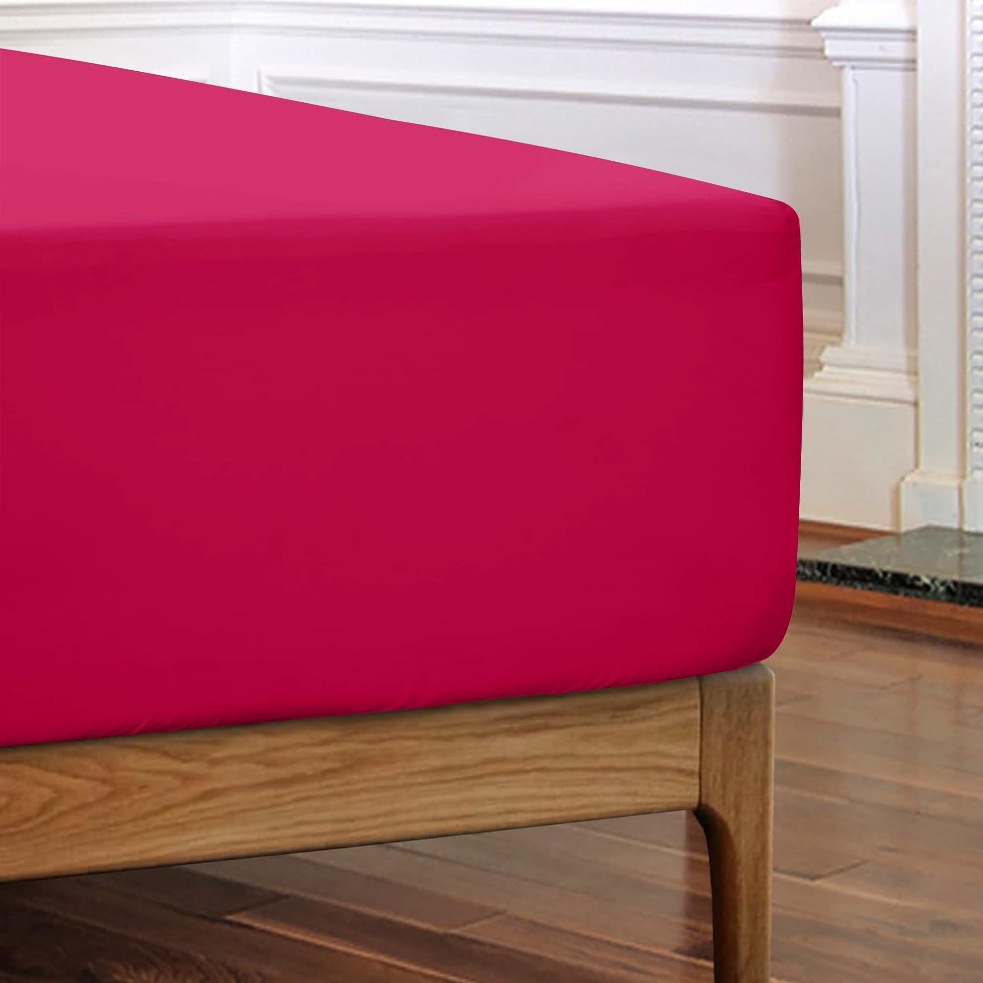 Lux Decor CollectionFitted Sheet - Upto 14 Inches Deep Pocket Sheets - Ultra Soft Brushed Microfiber Fitted Sheet - Wrinkle, Fade & Shrinkage Resistant (Burgundy, Twin XL)