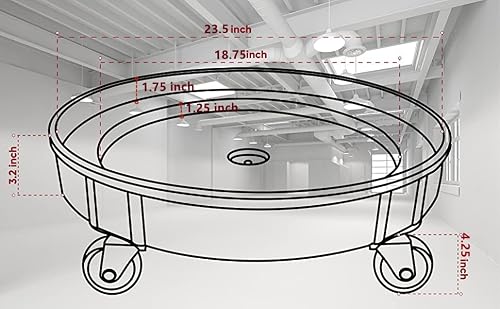 Pake Handling Tools 30 Gallon And 55 Gallon Drum Dolly - Durable Heavy Duty Plastic Drum Cart, 900 Lb. Capacity, 5 Swivel Casters #TOP1