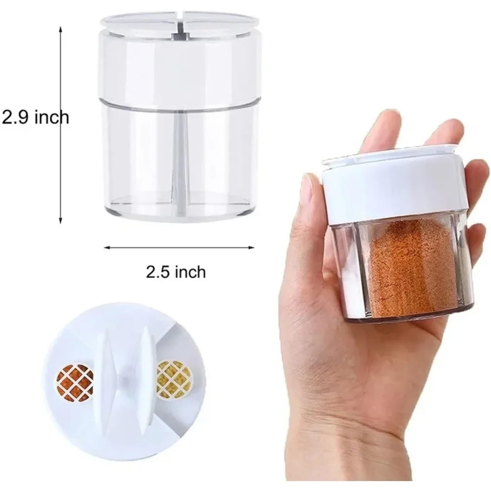 Caja de condimentos con tapa sellado, caja especias for barbacoa, dispensador, Kit cocina al aire libre Para Condimentos(Grey)
