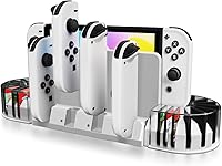 Vista 1 de Soporte de estación de carga TNP Switch Dock Cargador de controlador Joy-Con para Nintendo Switch & Switch OLED Cargador Joycon Switch mejorado