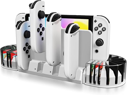 Soporte de estación de carga TNP Switch Dock Cargador de controlador Joy-Con para Nintendo Switch & Switch OLED Cargador Joycon Switch mejorado