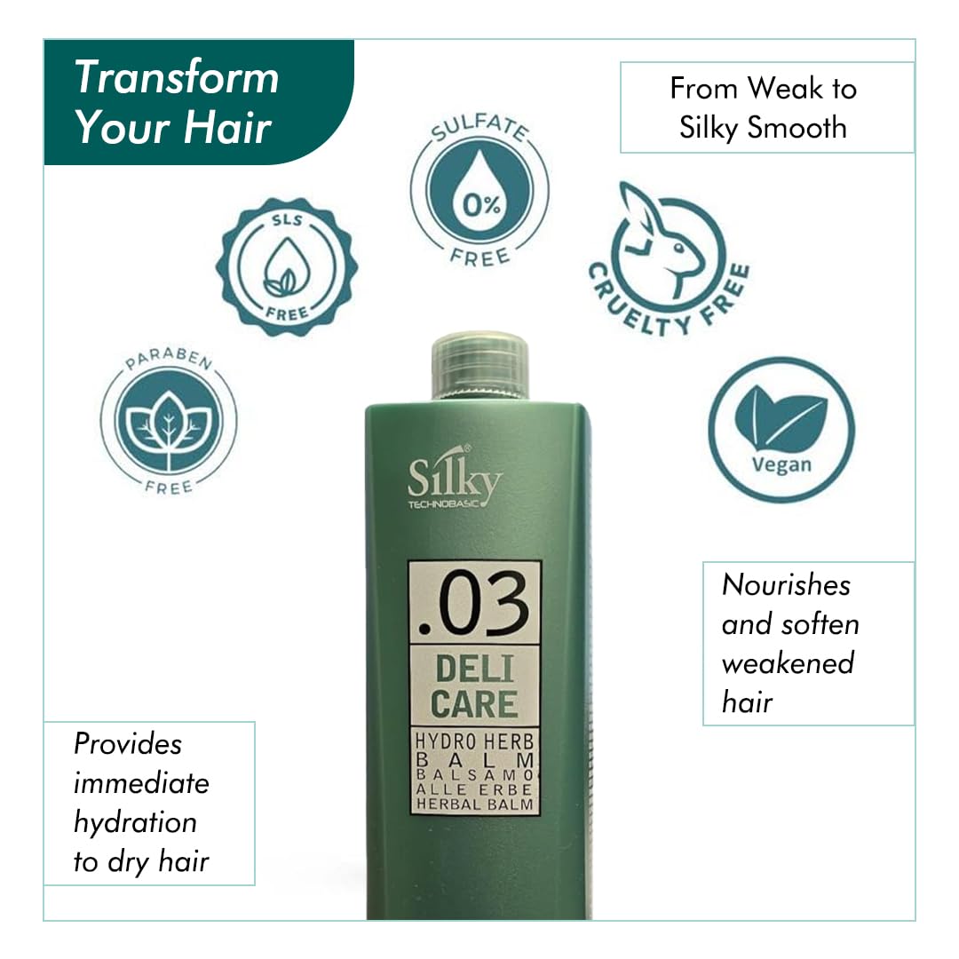 .03 Hydrating Hair Balm with Green Tea Extract - Daily Herbal Hair Treatment for Instant Hydration & Manageable Hair - Hair Mask 1000 ml - Image 5