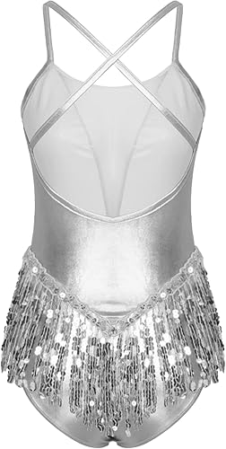 Miniatura 4 de Aislor Body de lentejuelas brillantes con borlas para mujer, leotardo de baile latino, Samba Rumba, overol de rendimiento