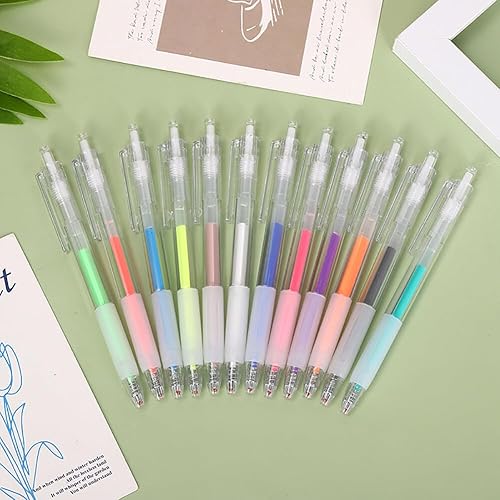 Miniatura 6 de Juego de 12 bolígrafos de tinta de gelatina brillante 3D, bolígrafos de gel de colores de 0.039 pulgadas, rotuladores de tinta de gel líquido,
