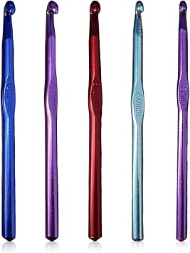 Vlasy 5PCS Crochet Hooks Colorful Metal Knitting Needles for Crocheting Yarn Craft
