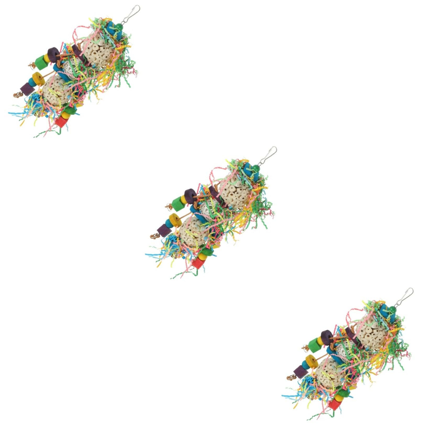 Beaupretty 3pièces Jouet à Mâcher pour Perroquet Accessoire Naturel pour Oiseaux Jouet Suspendu Décoratif pour Cockatiels Perruches Et Oiseaux