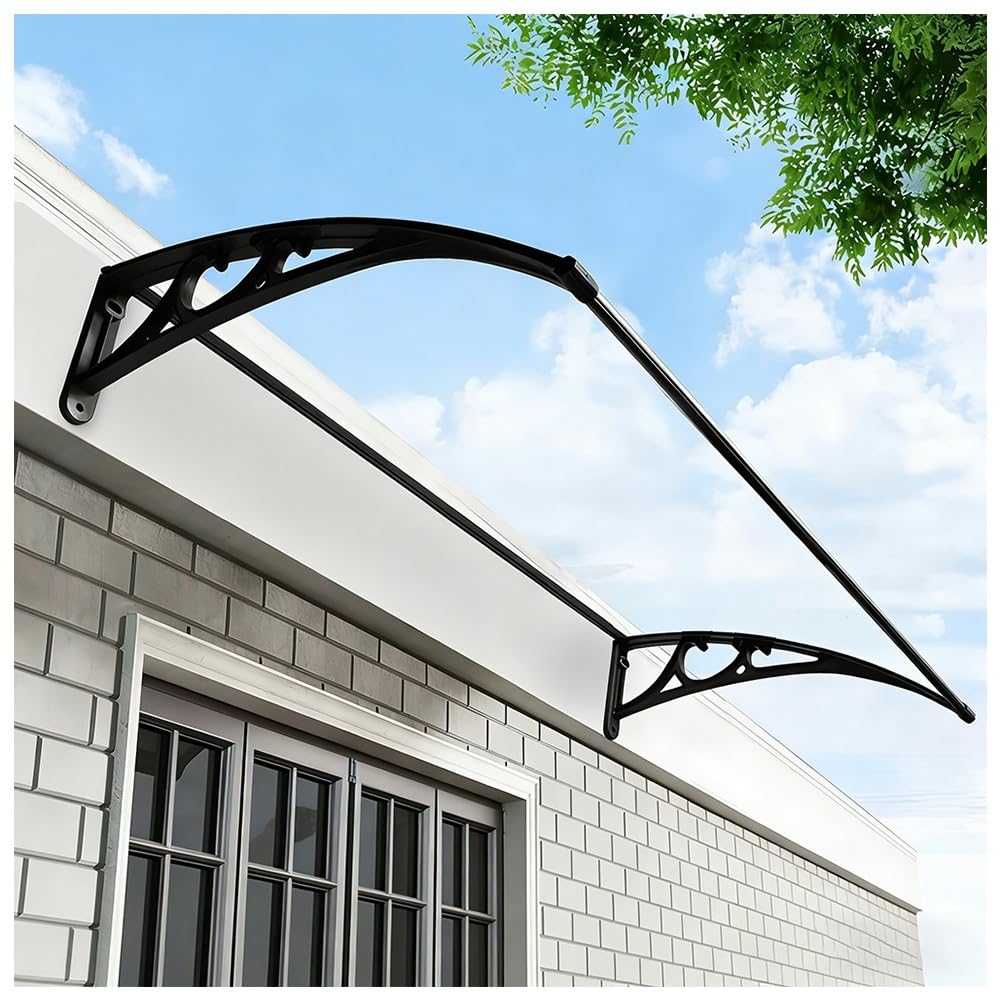 Auvent extérieur de porte en aluminium 60x120 cm avec plaque pour porche et patio
