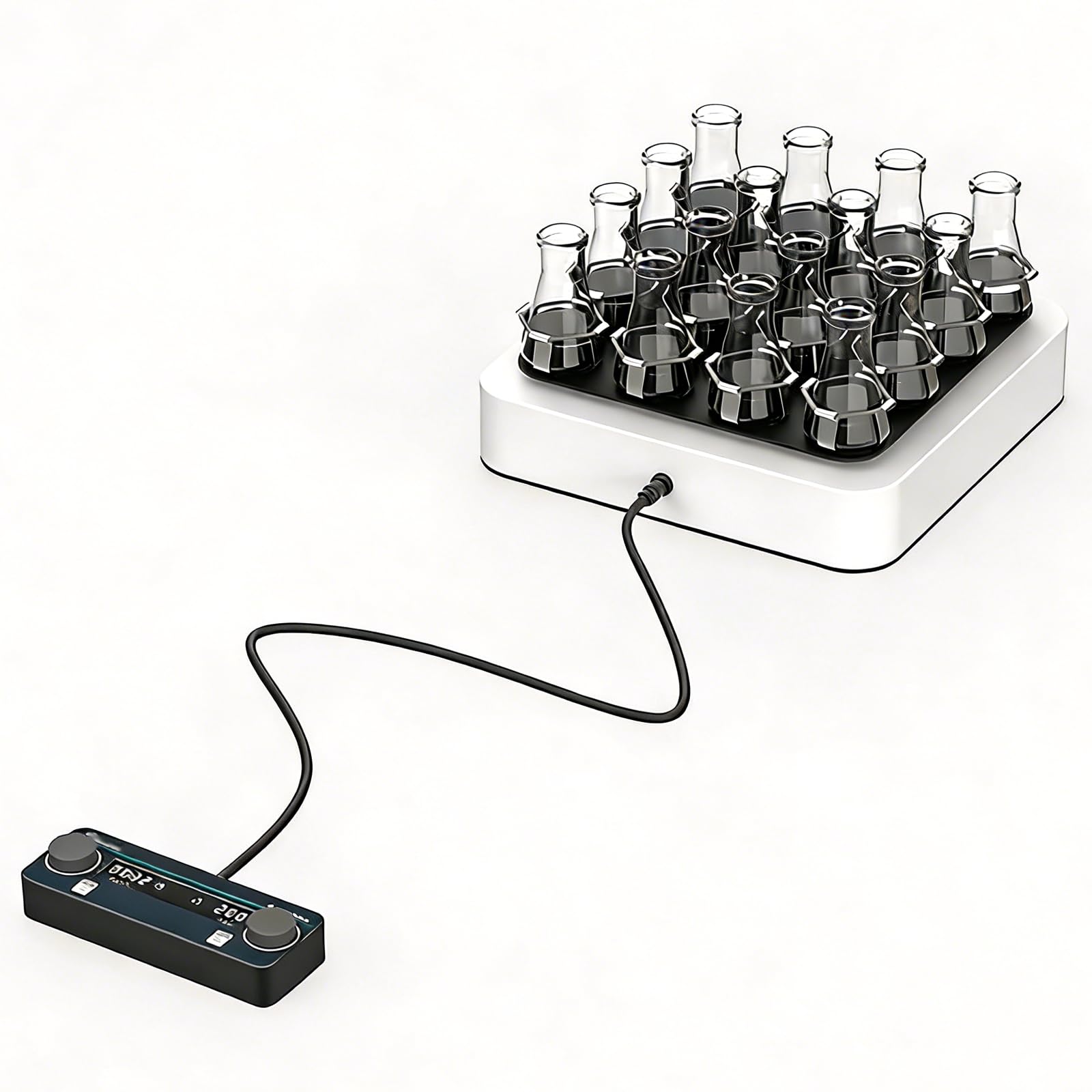 Digitaler Orbital-Shaker-Mixer, geteilte Laborausrüstung, 320 mm Tablett für 250 ml/100 ml Flaschen, 40–200 U/min, Timer 1 min – 23 h 59 min für experimentelle Forschung
