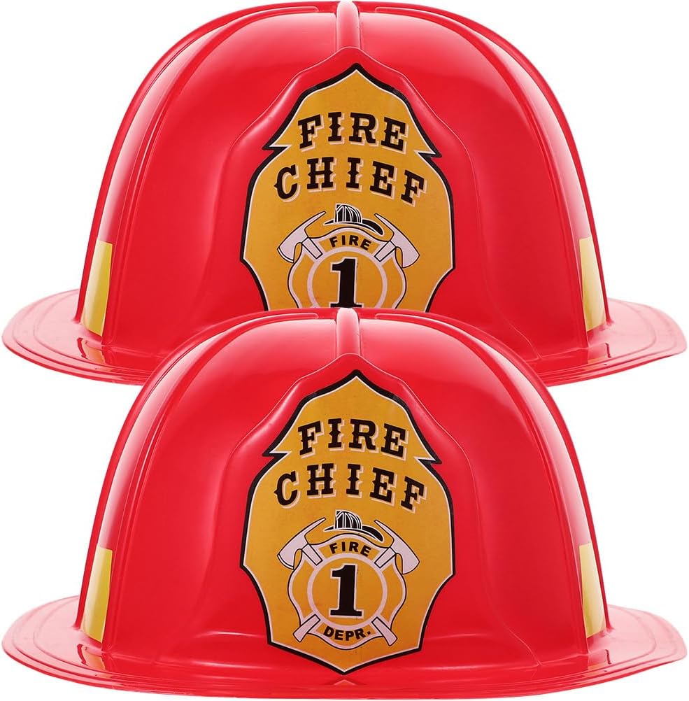 DIYEAH Fireman Hat,2pcs Adults Firefighter Hat Helmet Fireman Party Dress Up Hat Pretend Chief Hat Party Role Play Helmets for Adults