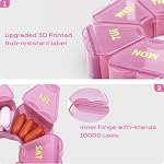Daily Pill Organizer - Cute Supplement Pill Organizer 7 Day, Weekly Pill Case for Travel, SHIJOINYU 1 Time a Day Pill Dispenser Box, Pill Container for Medicine/Vitamin/Medication/Fish Oil, Pink
