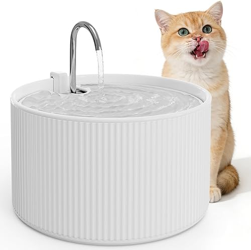 Fuente de agua de cerámica para gatos, fuente de agua para mascotas de 2.2L/74 onzas para gatos y perros, fuente automática para beber mascotas con
