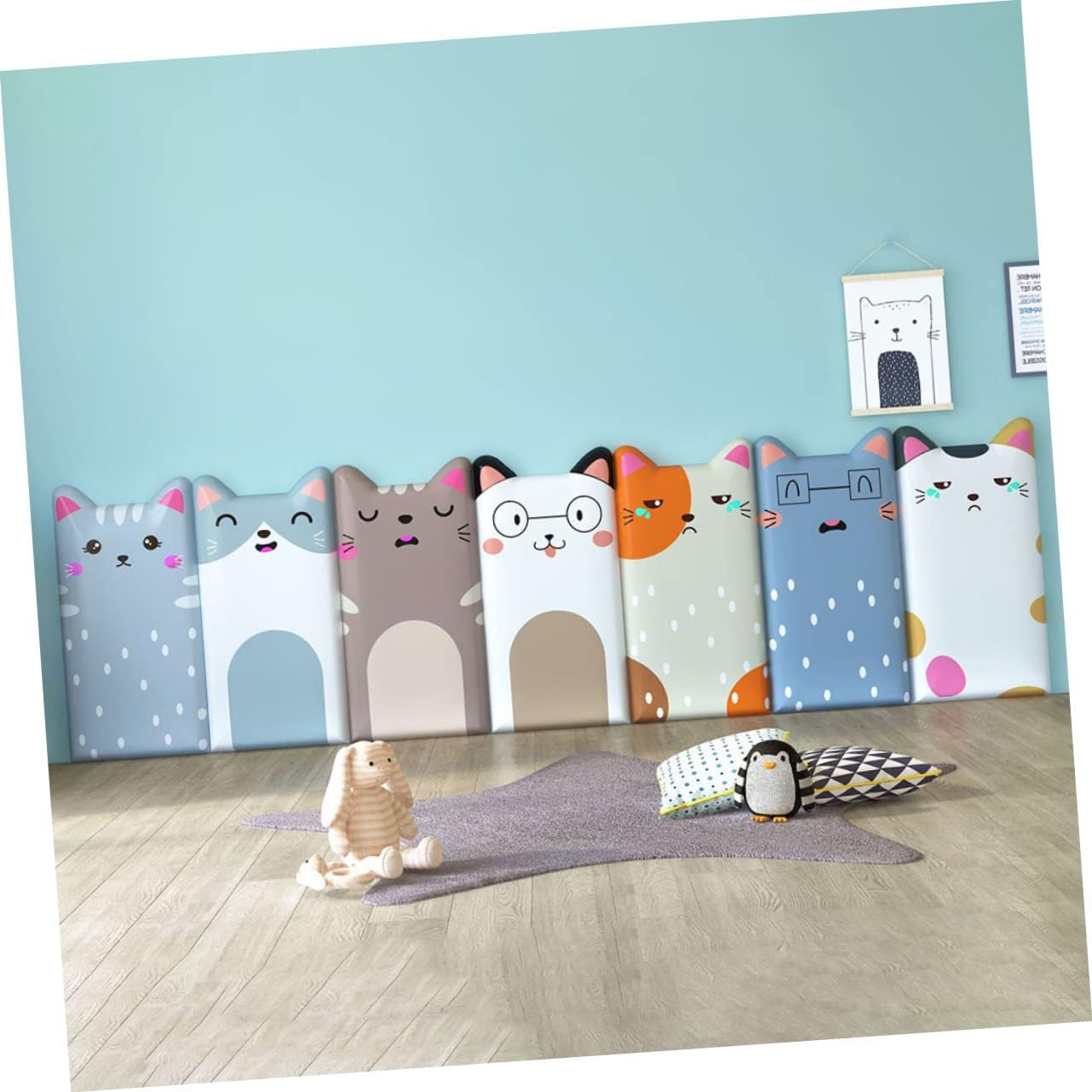DOITOOL 3pcs Animal Themed Wall Cushion Pad Soft Anti-Collision Wall Sticker for Boy Girl Room Self-Adhesive Cartoon Design for and Easy Installation