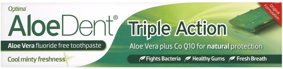 AloeDent Triple Action Aloe Vera Fluoride Free Toothpaste 100ml