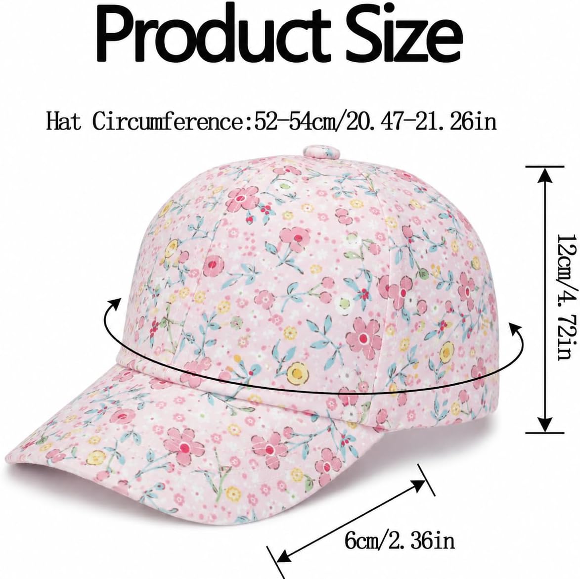 Kids Girls Floral Baseball Cap Adjustable Outdoor Sun Hat Trucker Hats for Toddler Boys Girls 3-6 Years