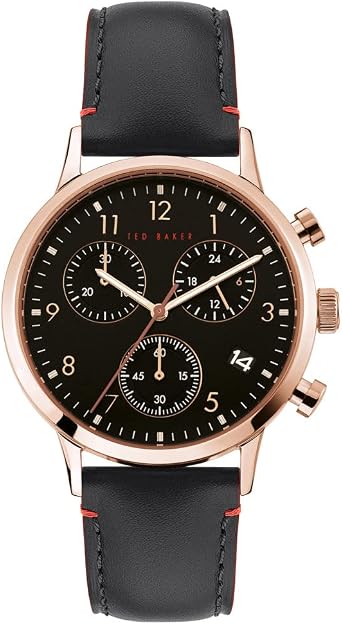 Ted Baker COSMOP Mens Black Leather Strap Watch Model BKPCSF905