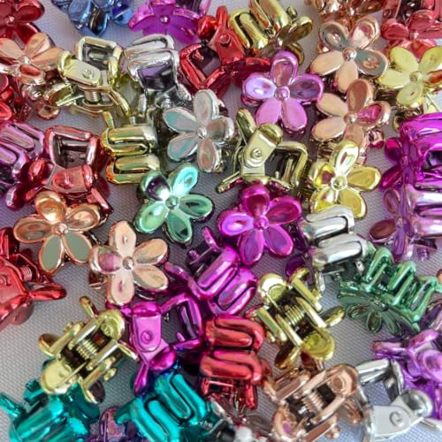 Kit 50 Peças Piranha Prendedor De Cabelo Mini Pnteados Flowers