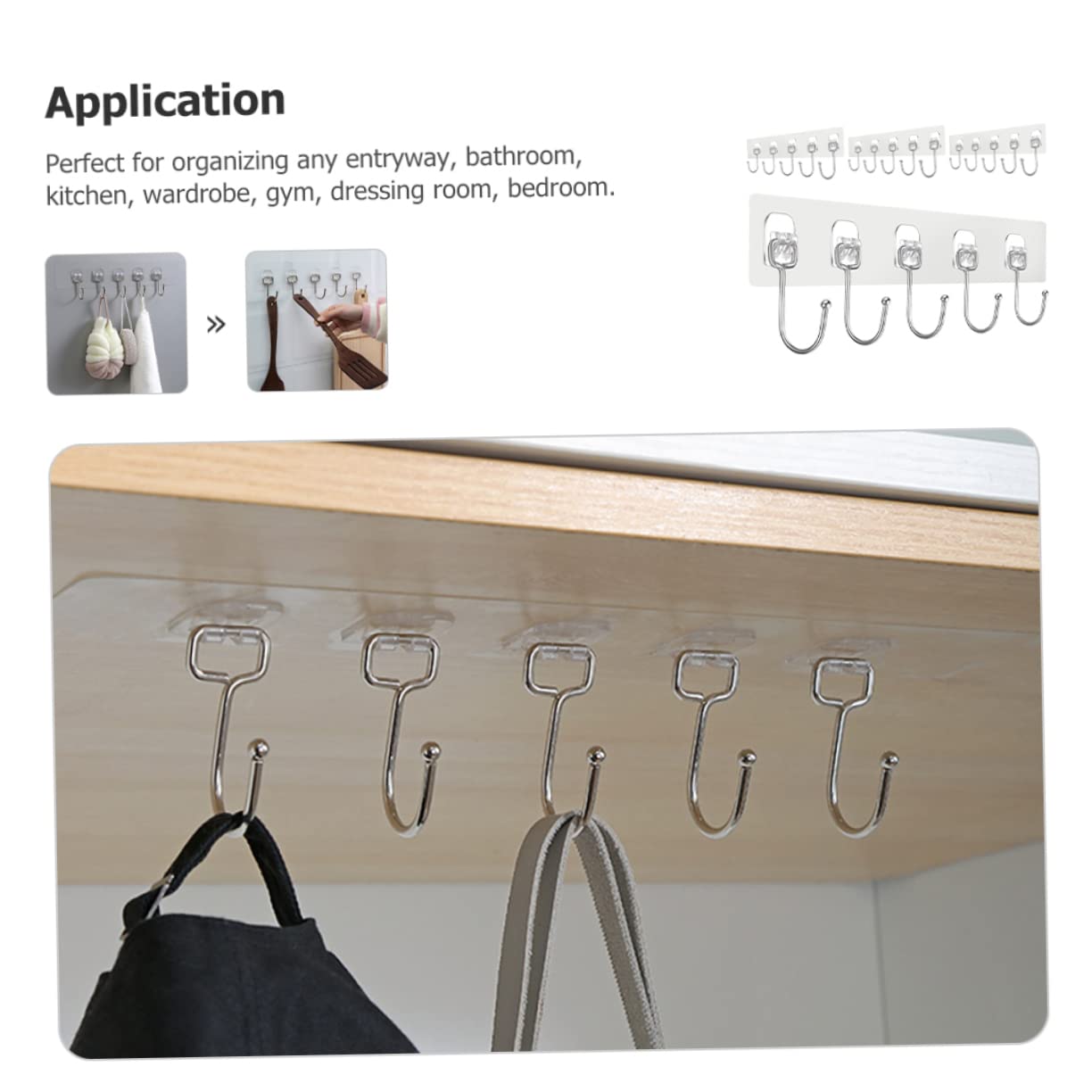 12 Perchas Autoadhesivas para Servicio, Marca de Taller, Sombreros de Garaje sin Almacenamiento, Perchas montadas en Llaves, calcomanía de Sombrero de Acero Inoxidable para Colgar