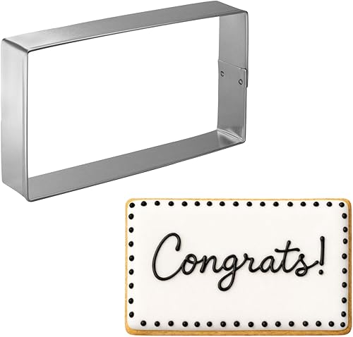 Foose Cortador de galletas rectangular de 3 x 5 pulgadas, acero de placa de estaño, fabricado en EE. UU