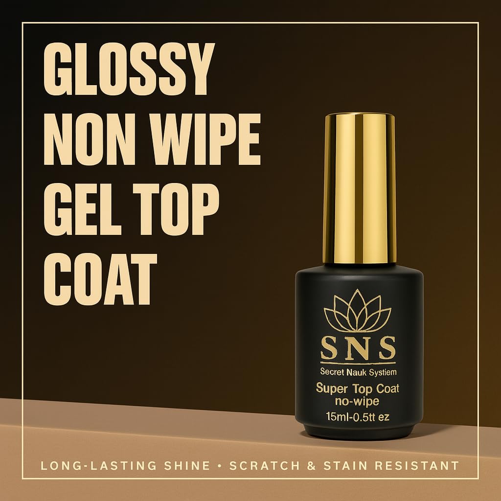 Top Coat Gel Polish 0.5 fl oz – No Wipe, High Gloss Clear Finish, Long-Lasting UV/LED Soak Off Gel, Nail Art Sealant for Gel Polish & Acrylic Nails, Strong Adhesion
