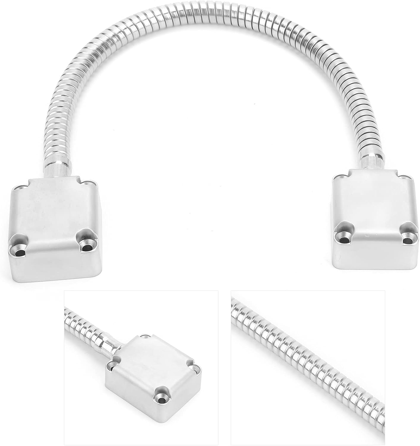 401 Stainless Steel Door Loop Wire Cable Protector Armored Door Cord w/Die-Cast End Power Transfer for Exposed Mounting Access Control