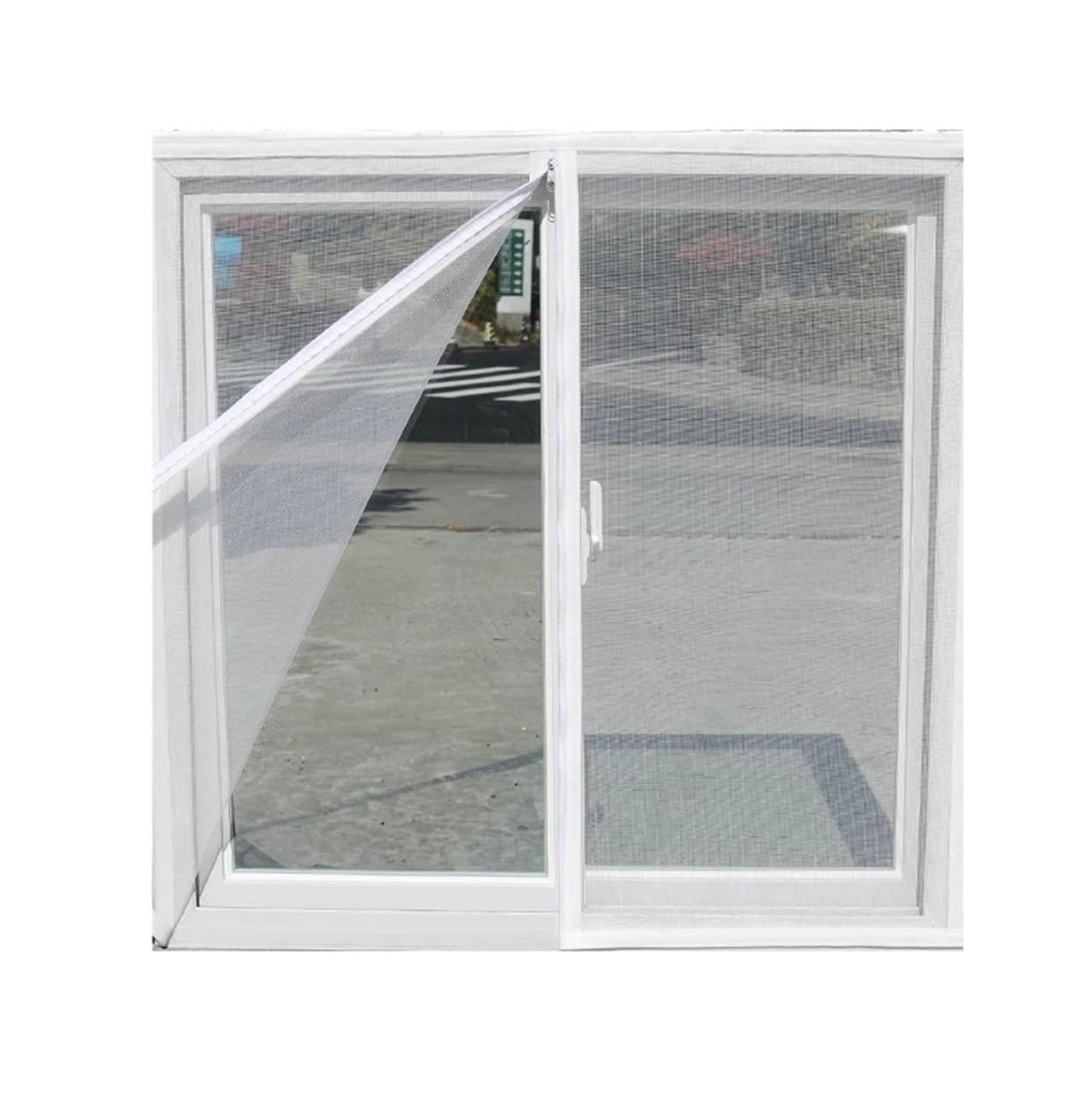 1pc Zipper Mosquito Net·Guard Family Insect-Resistant Custom Screens Hook Loop Install(White-width 110cm,Height 130cm)