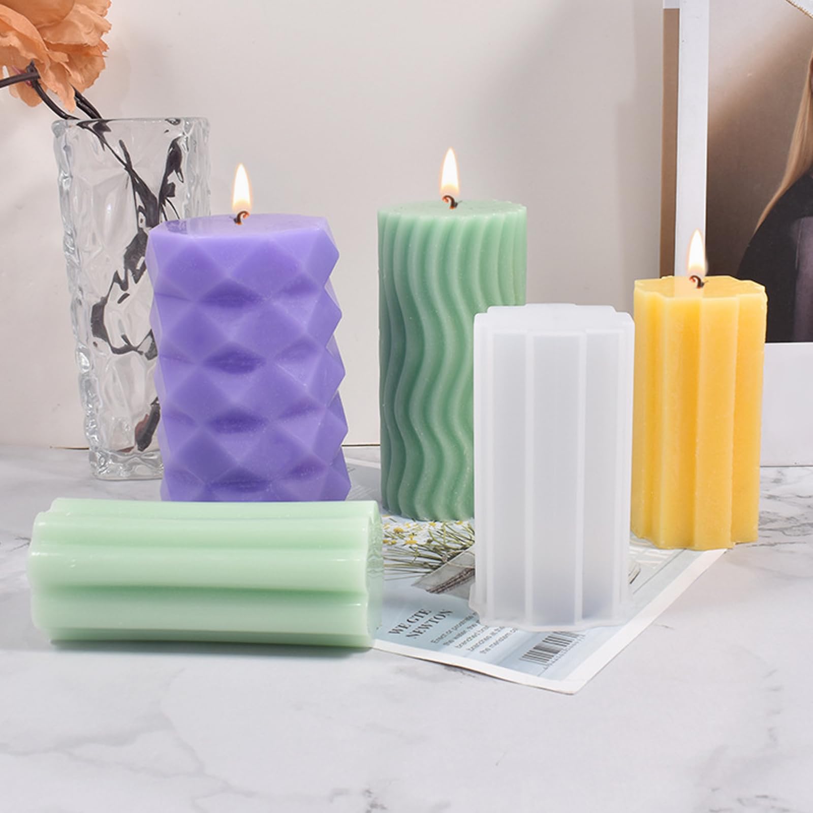 Stampi Silicone per Candele,6 pezzi stampo silicone candele,Stampi In Silicone Per Candele Natale Set,Usato per Decorazione Fai da Te,Sapone Fatto A Mano, Candele Profumate