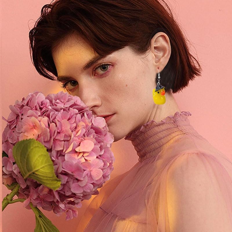 ONLYJUMP 6 Pairs Christmas Duck Earrings Set for Women - Funny Cute Rubber Dangle Earrings - Personalized Yellow Christmas Party Jewelry Gifts - Image 9