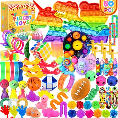 Chennyfun Stressabbau Spielzeug Set, 80Pcs Sensory Zappeln Anti Stress...