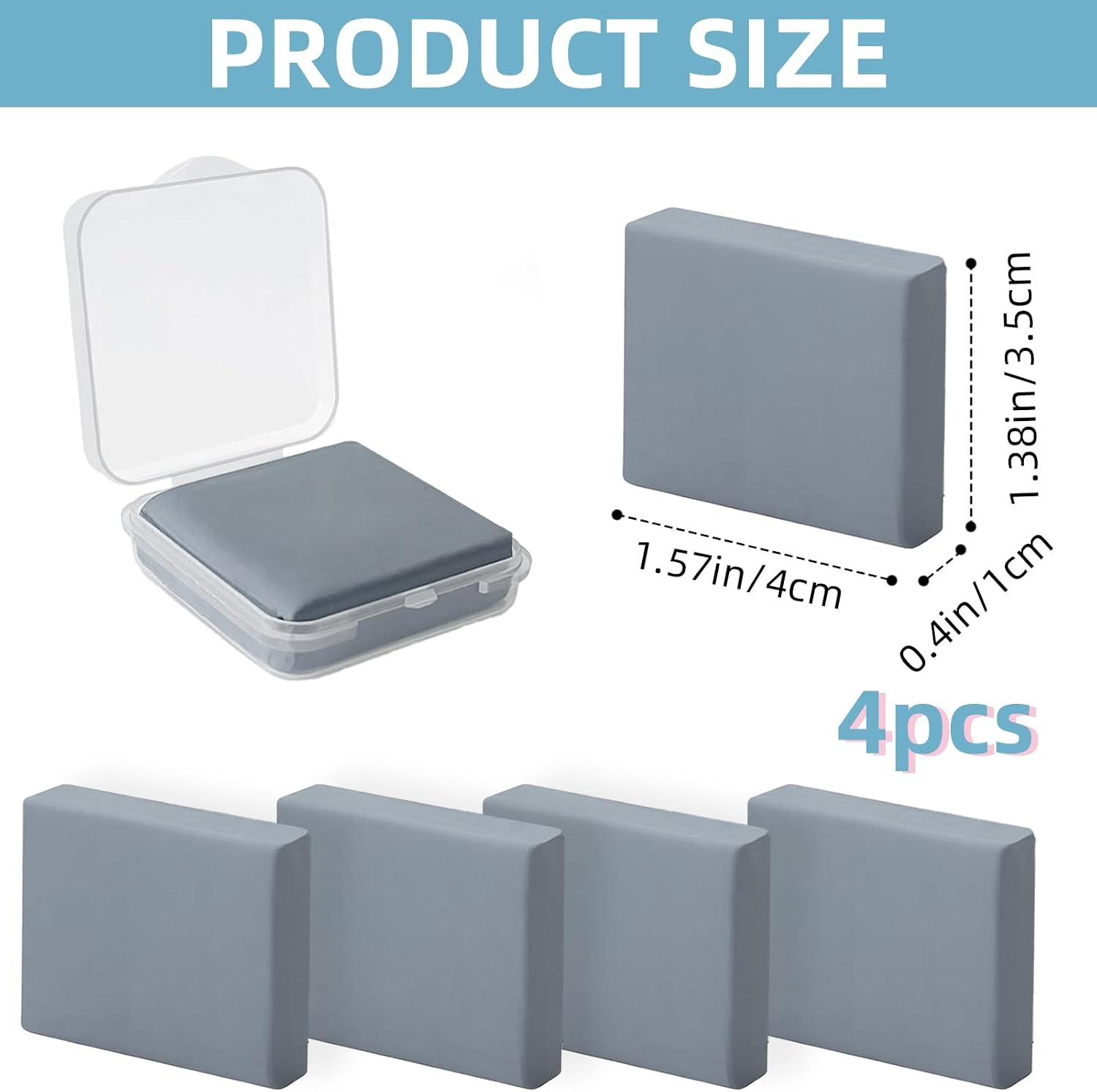 Kneaded Erasers for Artists, Soft Putty Erasers, Large Gray, 4 Pack