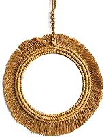 Vista 5 de Espejo de pared de macramé con flecos redondos para dormitorio, apartamento, entradas, decoración del hogar, espejo de pared