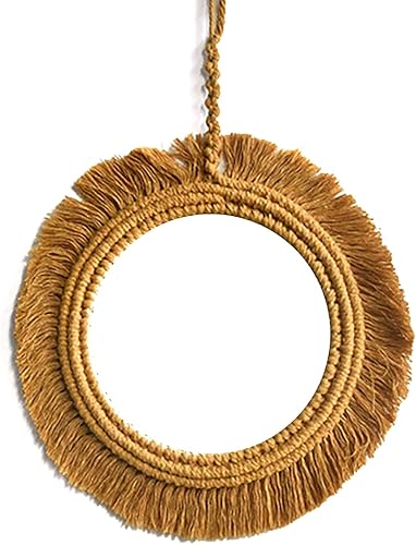 Miniatura 4 de Espejo de pared redondo con flecos de macramé, espejo de maquillaje para decoración de apartamentos, dormitorios, bebés, cuarto de bebé, espejo de