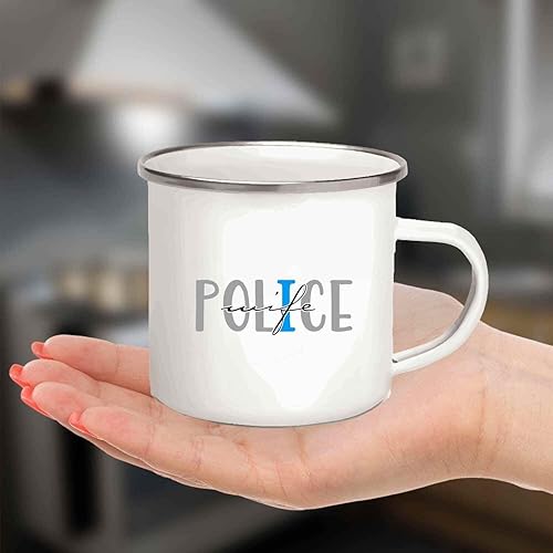 Miniatura 4 de Support Police Wife Gift - Strength And For Officer Wife - Cop Gift Idea For Her - Blue Lives Matter 12oz Enamel Silver Mug