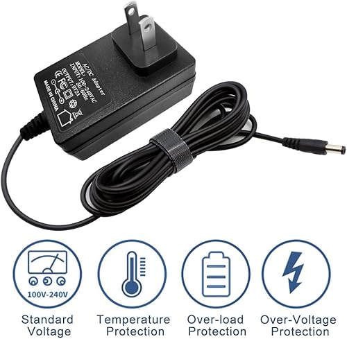 Miniatura 3 de Adaptador de corriente CA, CC de 9 V, 2 A, para enchufe positivo central de 0.083 x 0.217 in y 0.098 x 0.217 in, cable adaptador de alimentación