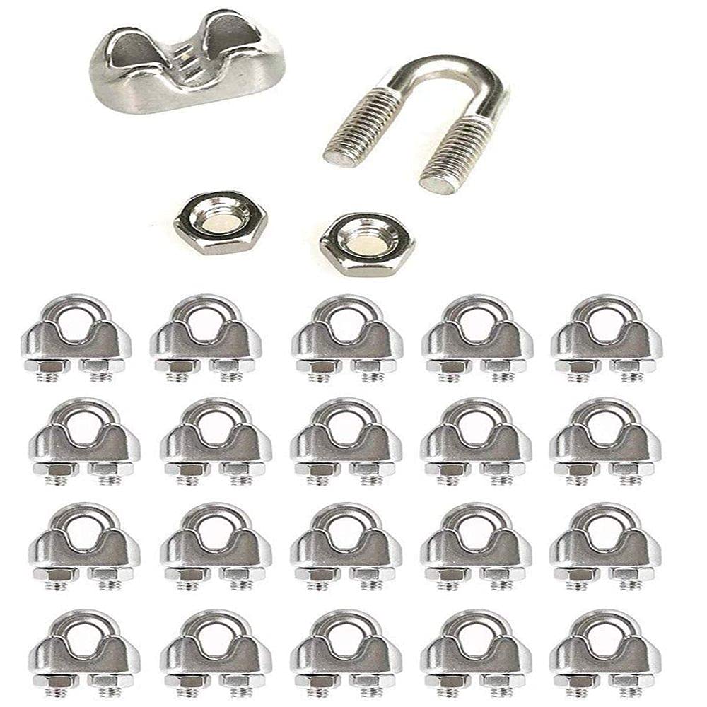 DIY DIYC-14832 Crafts Stainless Steel Wire Rope Cable Clip Clamp for Rope Tight Corner End Rope (Pack of 3 Pcs, Wire Rope Cable)-image-14