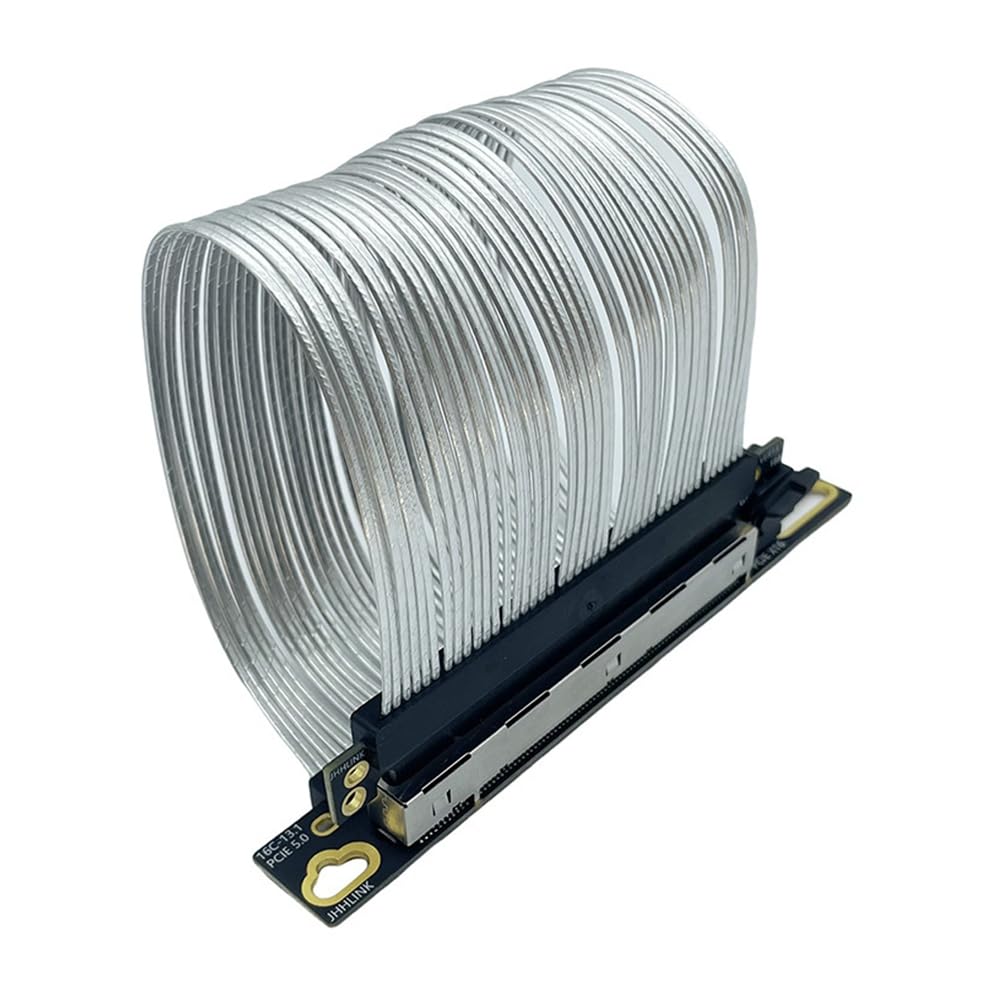 PCIe 5.0 X16 GPU kabel przedłużający karty graficznej PCI-E 5.0 Gen5 64 GB/S posrebrzany kabel 90° kąt prosty kabel riser 15 cm
